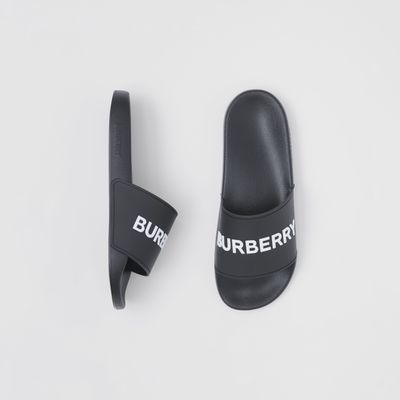Logo Detail Two-tone Slides Black/optic White - Women | Burberry® Official