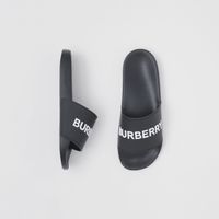 Logo Detail Two-tone Slides Black/optic White - Women | Burberry® Official