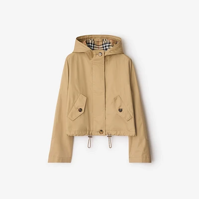 Short Gabardine Parka in Flax - Women, Cotton | Burberry® Official