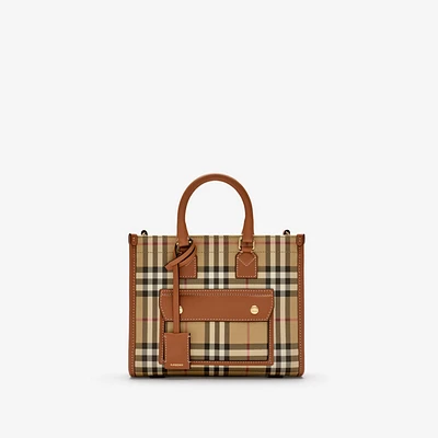 Mini Freya Tote in Archive beige/briar brown - Women | Burberry® Official