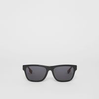 Vintage Check Detail Square Frame Sunglasses in Black/beige | Burberry® Official
