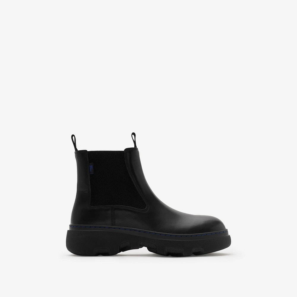 Leather Creeper Low Chelsea Boots in Black - Women | Burberry® Official