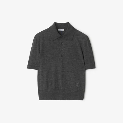 Wool Polo Shirt in Mid grey - Women | Burberry® Official