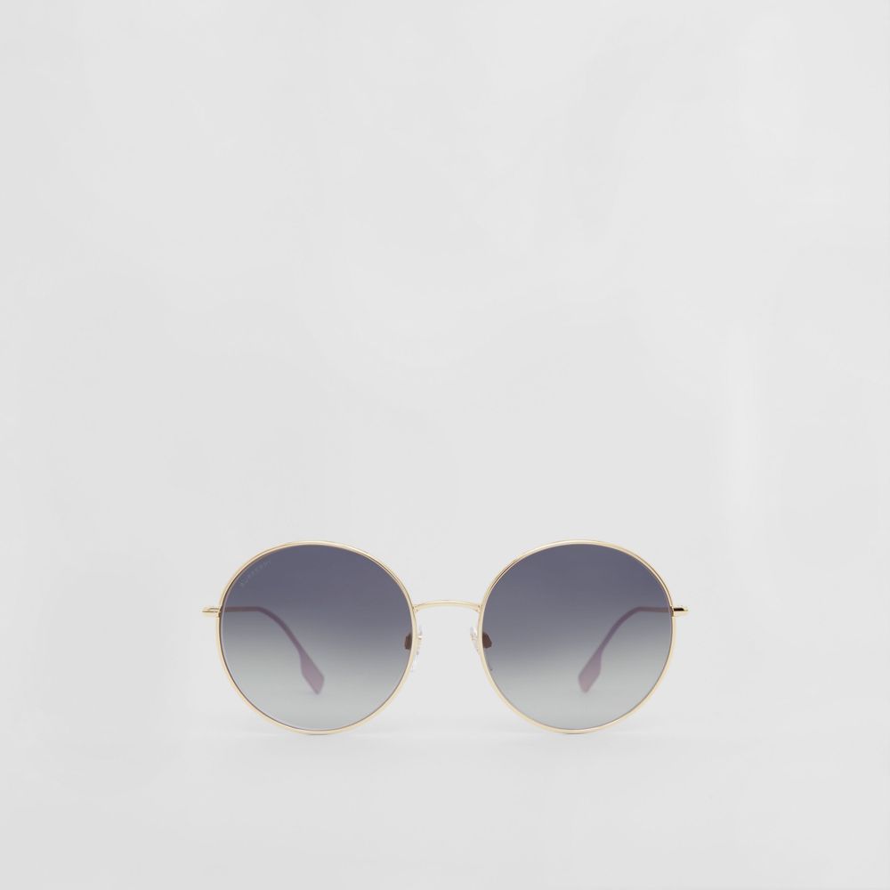 Icon Stripe Detail Round Frame Sunglasses in