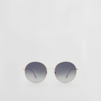 Icon Stripe Detail Round Frame Sunglasses in