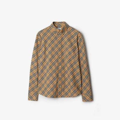 Relaxed Fit Check Cotton Shirt in Sand - Men | Burberry® Official