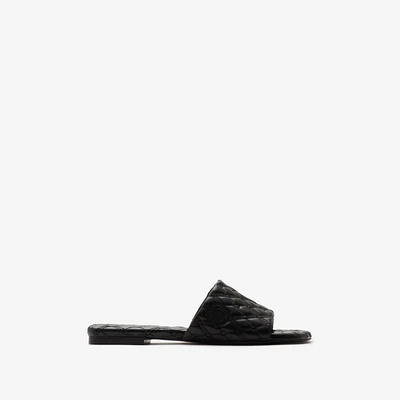 Leather Quilt Slides in Black - Women | Burberry® Official