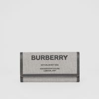Horseferry Print Cotton Canvas Continental Wallet in Black/tan - Women | Burberry® Official