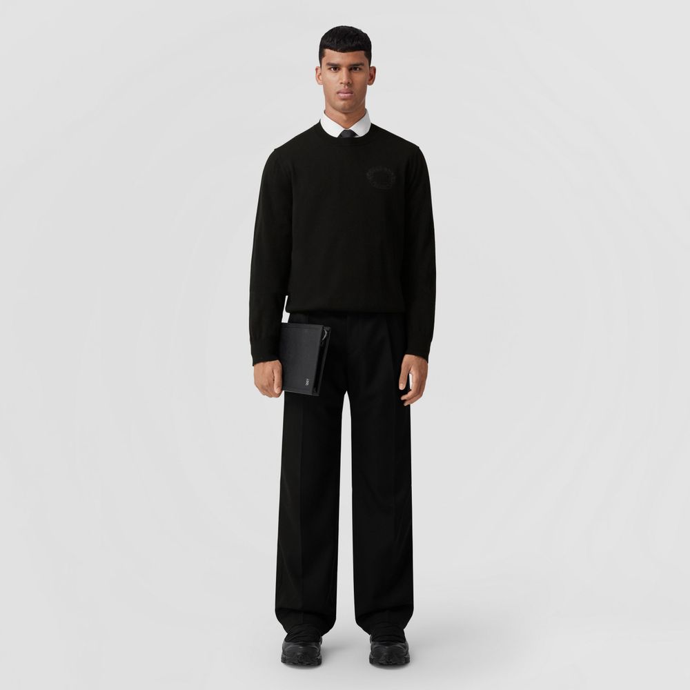 Oak Leaf Crest Wool Sweater Black - Men | Burberry® Official