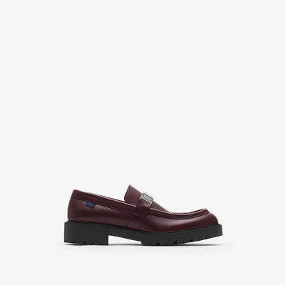 Leather Raft Loafers in Beet - Men | Burberry® Official