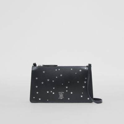 Star Print Leather Mini TB Shoulder Pouch in Black - Women | Burberry® Official