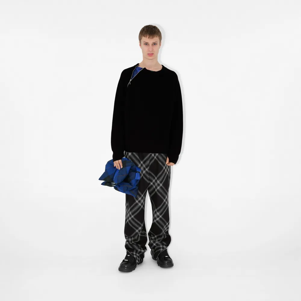 Rib Knit Wool Sweater in Black - Men | Burberry® Official