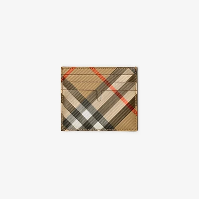 Tall Check Card Case in Sand - Men, Canvas | Burberry® Official