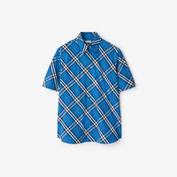 Regular Fit Check Cotton Shirt in Hyacinth - Men | Burberry® Official