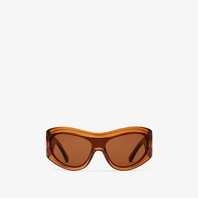 Shield Cutout Sunglasses​ in Rust | Burberry® Official