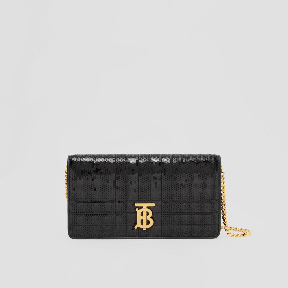 Sequinned Lola Wallet with Detachable Strap in Black - Women | Burberry® Official