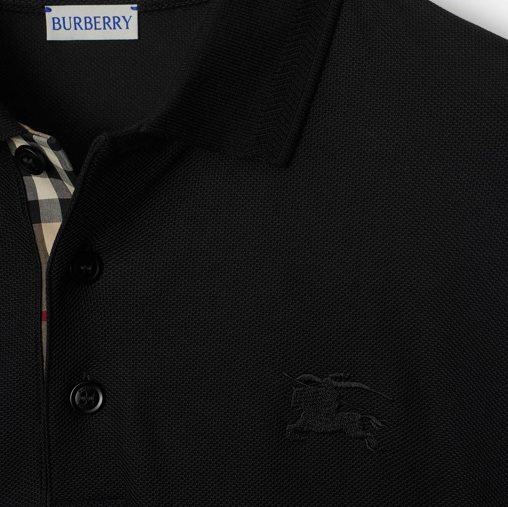 Long-sleeve Cotton Polo Shirt in Black - Men | Burberry® Official