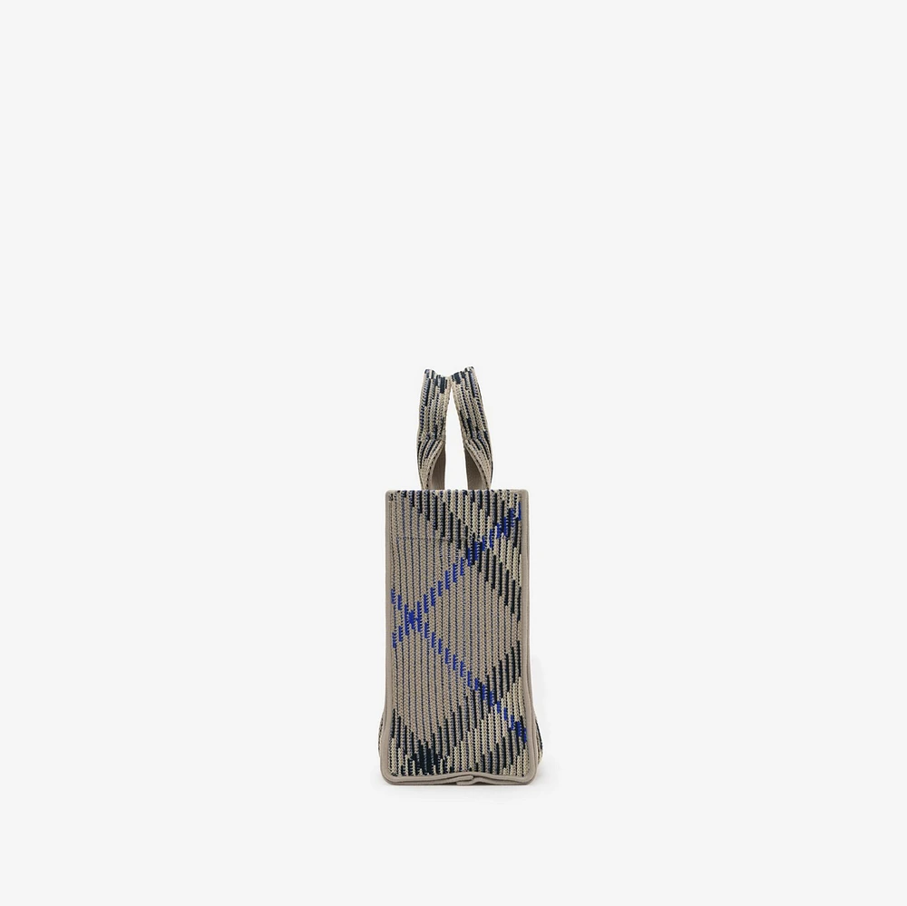 Mini Check Knitted Tote in Lichen - Women | Burberry® Official