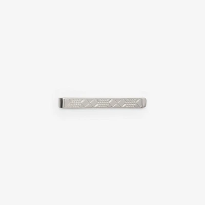 Engraved Check Tie Bar in Silver - Men | Burberry® Official