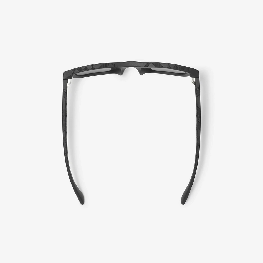 Embossed Check Square Sunglasses in Black - Men | Burberry® Official