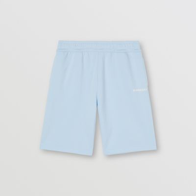 Logo Print Cotton Drawcord Shorts Pale Blue - Men | Burberry® Official