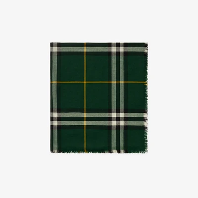 Check Wool Scarf in Dark fern green | Burberry® Official