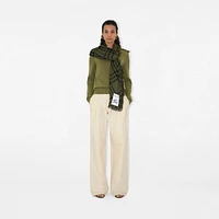 Wide Check Wool Silk Scarf in Shrub/black | Burberry® Official