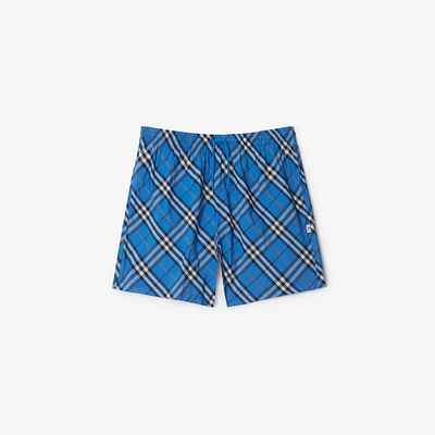 Check Swim Shorts in Hyacinth - Men | Burberry® Official