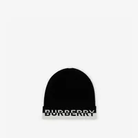 Logo Intarsia Cashmere Beanie in Black/white | Burberry® Official