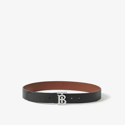 Check and Leather Reversible Belt in Dark Birch Brown/black - Men |  Burberry® Official