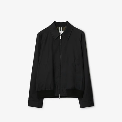Gabardine Harrington Jacket in Black - Men, Cotton | Burberry® Official