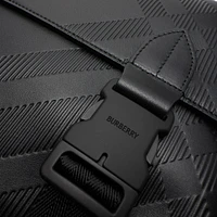 Embossed Check Buckled Messenger Bag​ in Black - Men, Leather | Burberry® Official