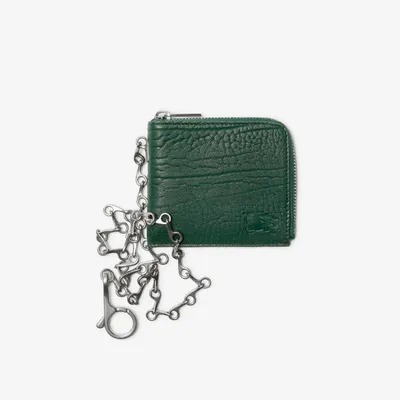 Leather B Chain Wallet in Vine - Men | Burberry® Official