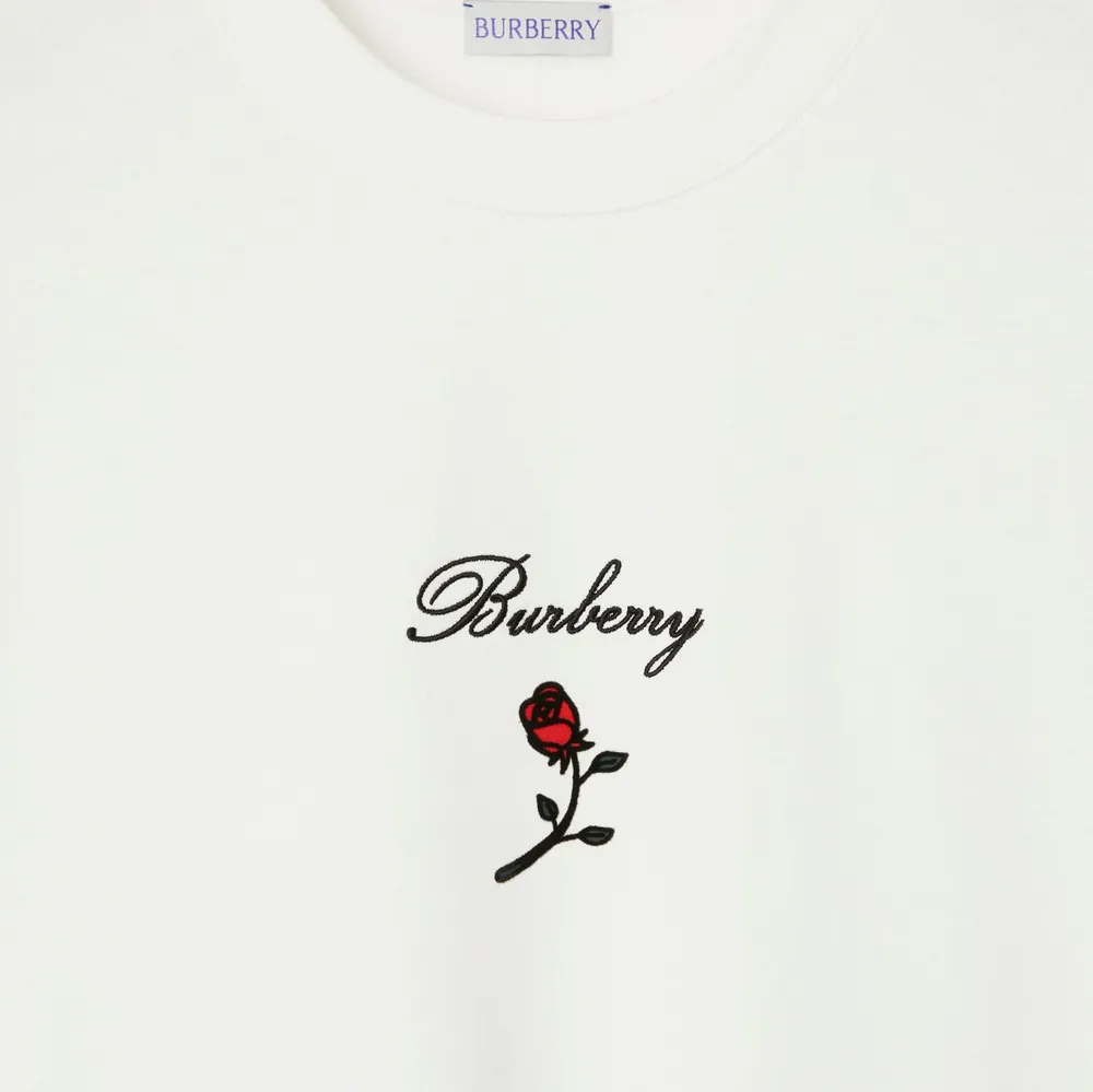 Rose Cotton T-shirt in Rain - Women | Burberry® Official