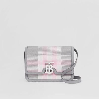 Knitted Check Small TB Bag in Grey - Women | Burberry® Official