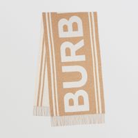 Logo Cashmere Silk Jacquard Oversized Scarf in Archive Beige | Burberry® Official