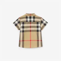 Short-sleeve Check Stretch Cotton Shirt in Archive beige | Burberry® Official