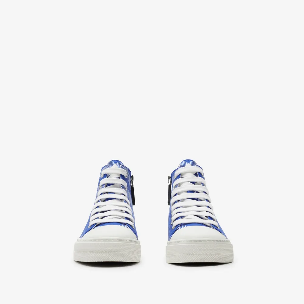 Check Gabardine High-top Sneakers in Knight - Children | Burberry® Official