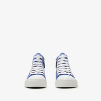 Check Gabardine High-top Sneakers in Knight - Children | Burberry® Official