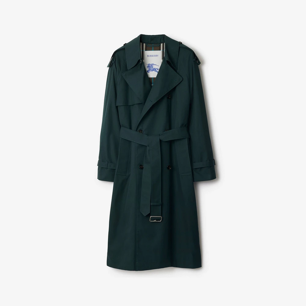 Long Cotton Blend Trench Coat in Anchor - Men | Burberry® Official