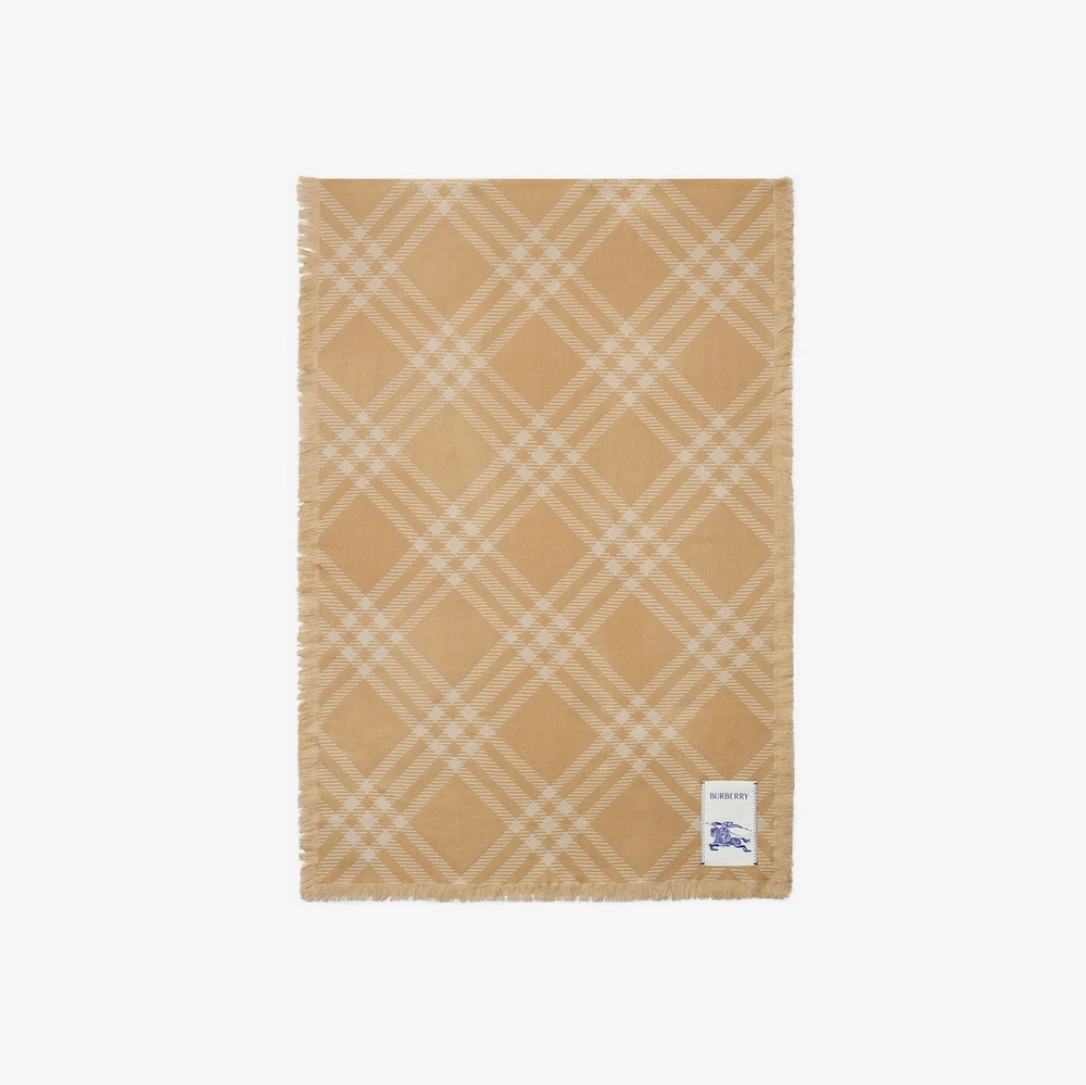 Wide Check Wool Silk Scarf in Sand/ecru | Burberry® Official