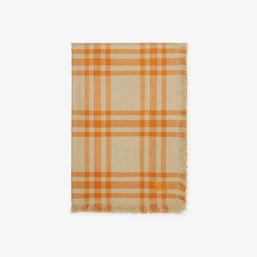 Reversible Check Wool Silk Scarf in Hunter/pumpkin | Burberry® Official