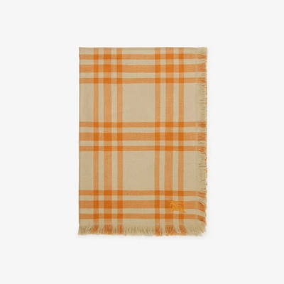 Reversible Check Wool Silk Scarf in Hunter/pumpkin | Burberry® Official