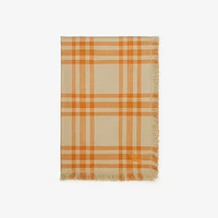 Reversible Check Wool Silk Scarf in Hunter/pumpkin | Burberry® Official