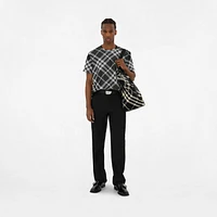 Check Stretch Cotton Blend T-shirt in Black/white - Men | Burberry® Official