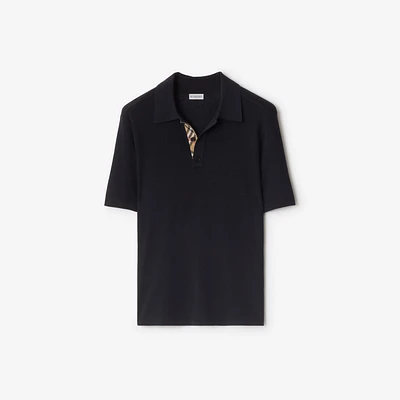 Wool Polo Shirt in Navy - Men | Burberry® Official