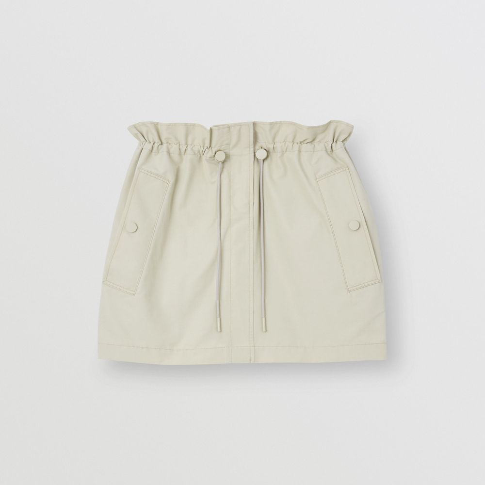 Technical Cotton Drawcord Mini Skirt Light Clay Green - Women | Burberry® Official