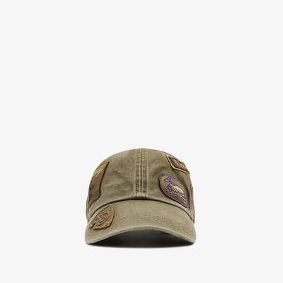 Badge Cotton Baseball Cap in Khaki - Men | Burberry® Official