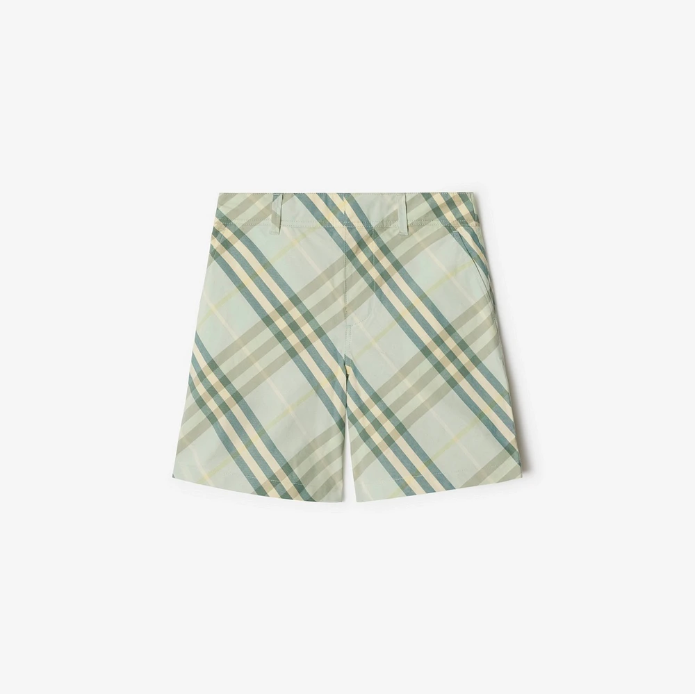 Check Cotton Shorts in Breeze | Burberry® Official