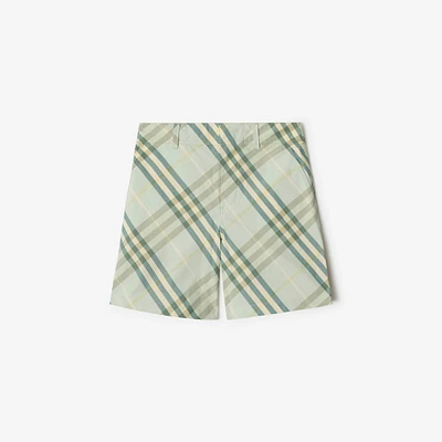 Check Cotton Shorts in Breeze | Burberry® Official
